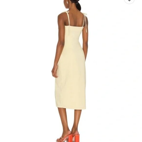 Revolve Camila Coelho Aaliyah Sleeveless Midi Dress Butter Yellow Stretch US -S - Picture 2 of 11
